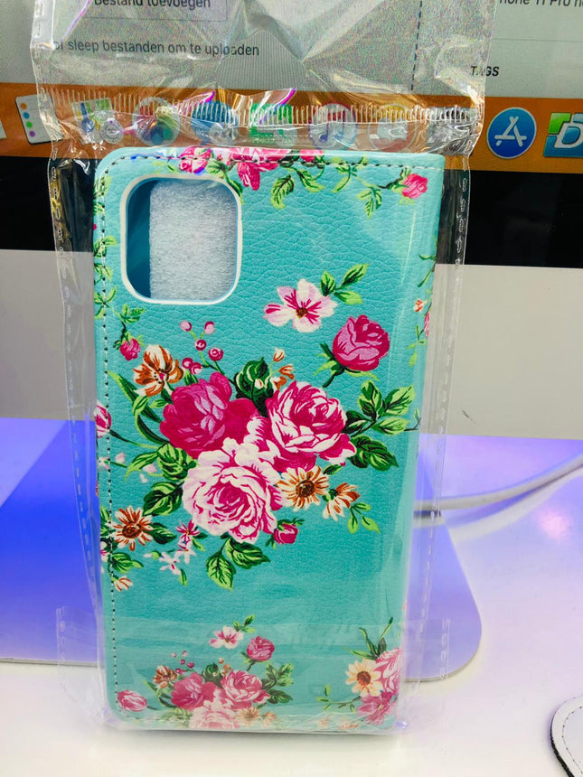 iPhone 11 Pro Max hoesje Bloemen Print mapje- Wallet Case beautiful flower