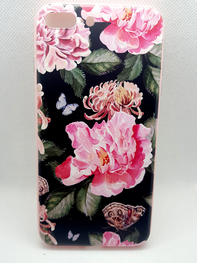 iPhone 7 plus/ 8 Plus hoesje achterkant bloemen backcover case