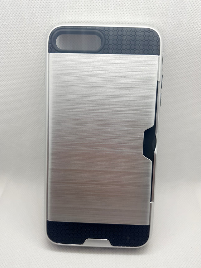 iPhone 7 plus/ 8 Plus hoesje zilver achterkant  met 1 ruimte voor pasje