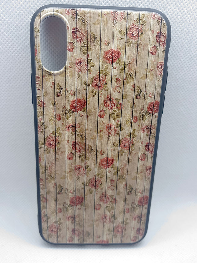 iPhone X / iPhone Xs hoesje achterkant hout bloemen fashion case