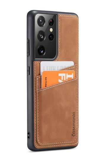 Samsung S21 Ultra - Bruin Casemania Luxe Pocket Backcover 