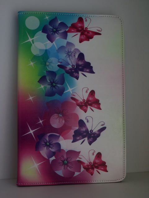 Samsung Galaxy Tab A 10.5 2018 PU lederen Draaibare hoes T580 T585 met vlinders en bloemen print
