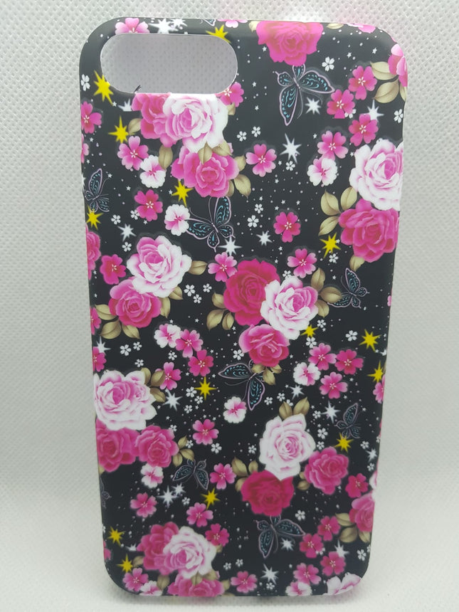 iPhone 6+/6s+/7+/8 Plus hoesje roze bloemen achterkant backcover case