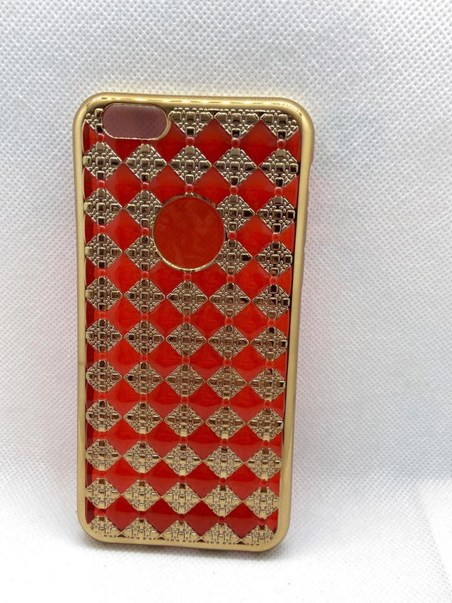 iPhone 6 / 6S hoesje mooie rood en goud design achterkant case backcover