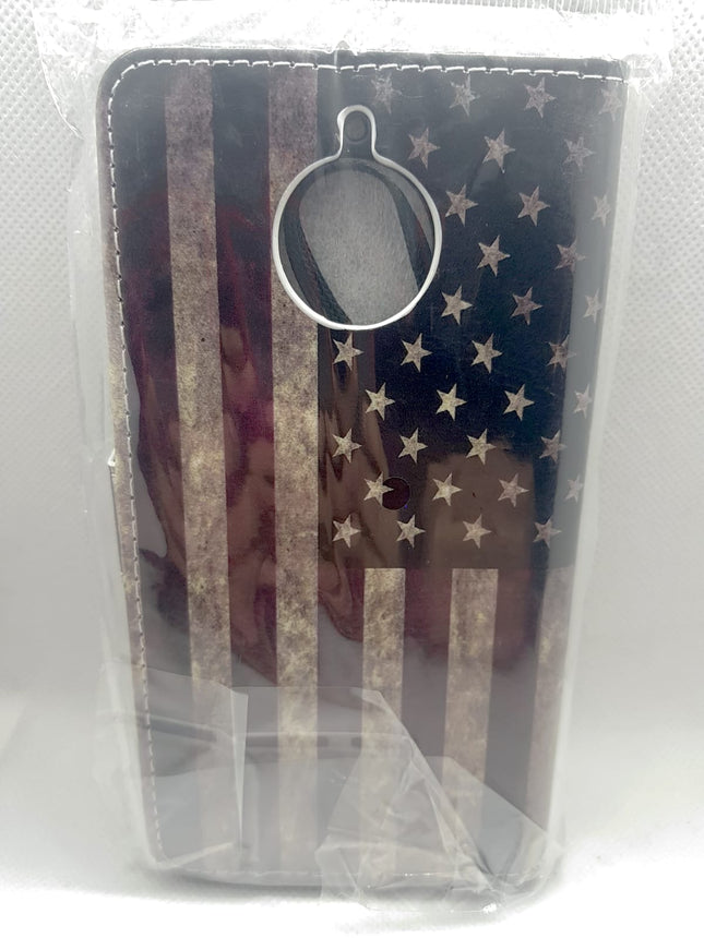 Motorola Moto E4 Plus hoesje USA flag print mapje- Wallet case America flag