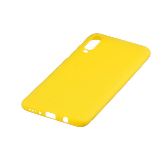 Samsung Galaxy A70 hoesje achterkant geel fashion sillicone case