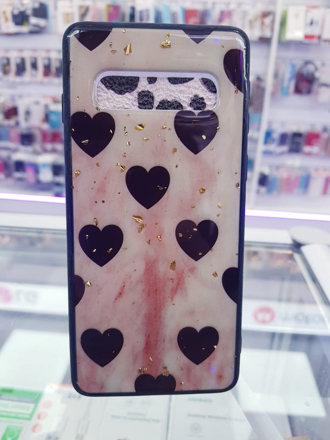 Samsung Galaxy S10e achterkant hoesje hart liefde glitters Backcover case