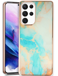 Samsung Galaxy A54 hoesje achterkant marmar blauw