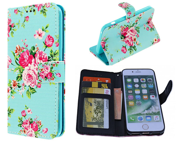 Samsung Galaxy Note 10 Hoesje Bloemen print case mapje- Wallet Case
