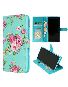 Samsung Galaxy S23 hoesje wallet boekcase bloemen blauw