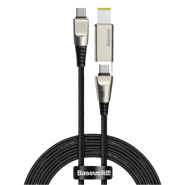 Baseus Flash Series 2in1 USB cable - USB Type C / Lenovo (rectangular plug) DC Laptop charging adapter 2 m 100 W 5 A black (CA1T2-E01)