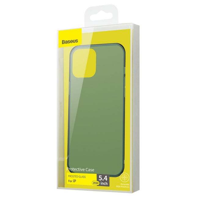 Baseus Frosted Glass Case Stijve case met flexibel frame iPhone 12 mini Donkergroen (WIAPIPH54N-WS06)