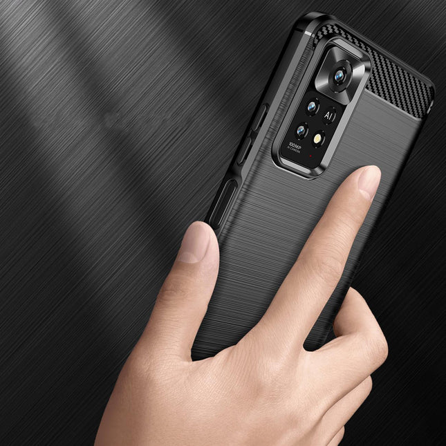 Xiaomi Redmi Note 11 Pro hoesje black Carbon Case Flexible Cover Sleeve
