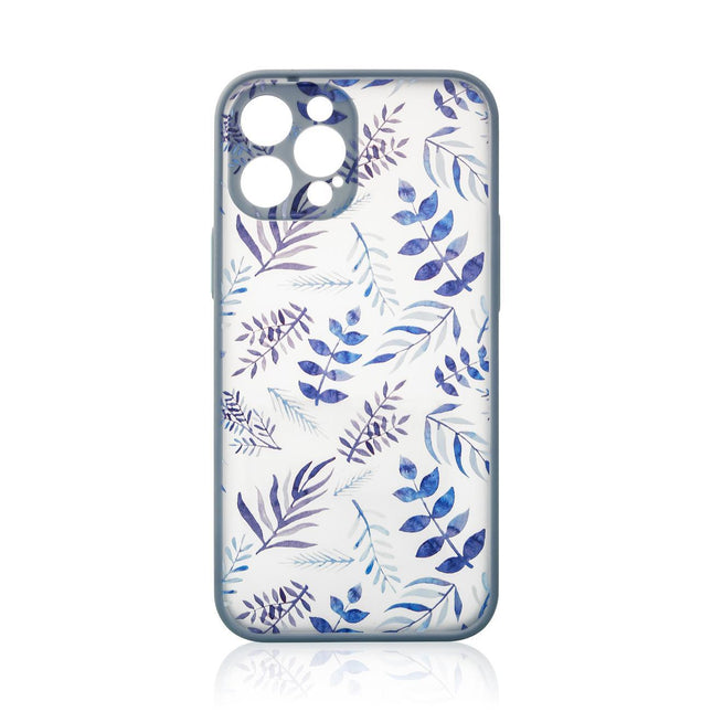Design Case voor iPhone 12, een bloemenhoes donkerblauw
