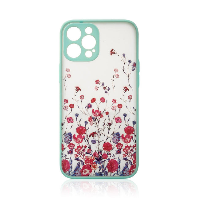 Design Case voor iPhone 12 Pro bloemenhoes lichtblauw