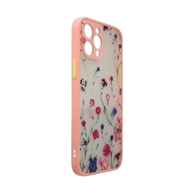 iPhone 13 pro max hoesje floral roze pink
