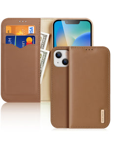 Dux Ducis Hivo Leather Flip Cover Echt Leren Portemonnee voor Kaarten en Documenten iPhone 14 Plus Bruin
