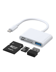 Joyroom HUB multifunctionele OTG Lightning-adapter - USB 3.2 Gen 1 (3.0, 3.1 Gen 1) / SD, TF / Lightning-kaartlezer wit (S-H142 wit)