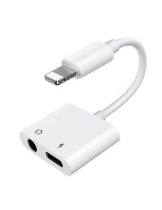Joyroom Lightning - Lightning / 3,5 mm mini-jack hoofdtelefoonadapter audio en opladen wit