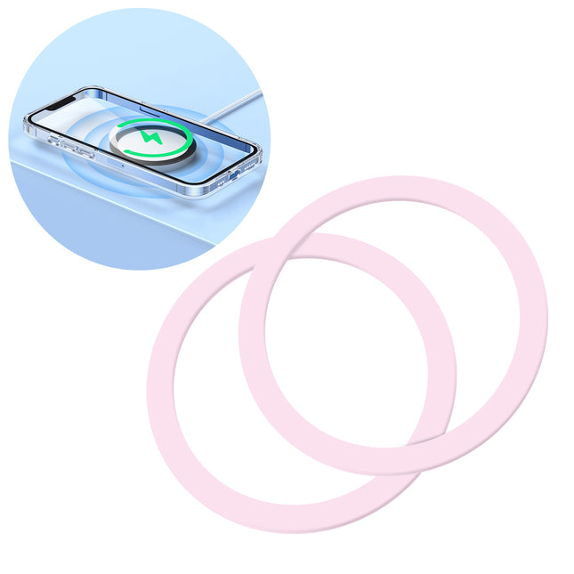 Joyroom set roze metalen magnetische ringen voor smartphone 2 stuks
