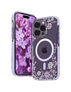 Kingxbar Flora Series magnetisch hoesje voor iPhone 14 Pro Max MagSafe versierd met pioenrozenprint