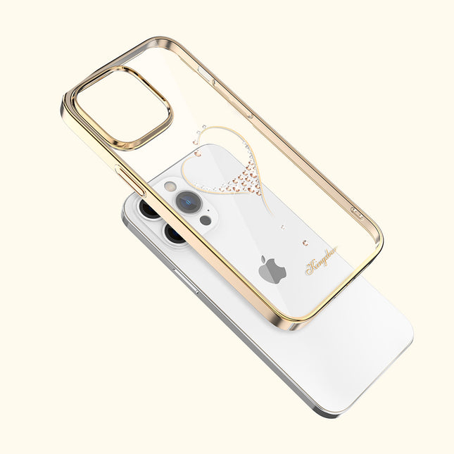 Kingxbar Wish Series-hoesje voor iPhone 14 Pro versierd met gouden kristallen