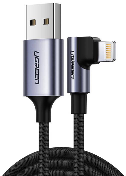 USB naar Lightning haakse kabel UGREEN US299, MFi, 1m (zwart)