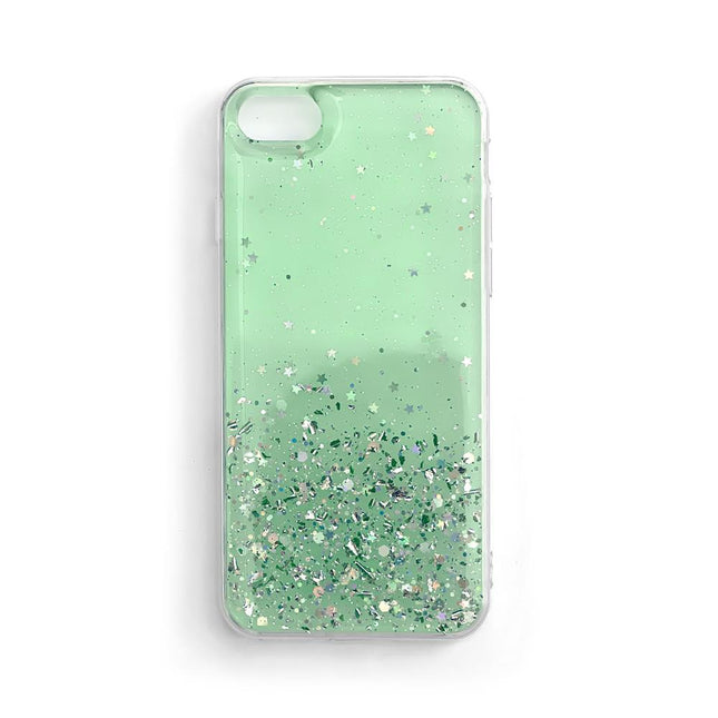 Star Glitter Shining Cover voor iPhone XR groen