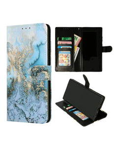 Samsung Galaxy S23 Plus hoesje wallet boekcase Marmer blauw