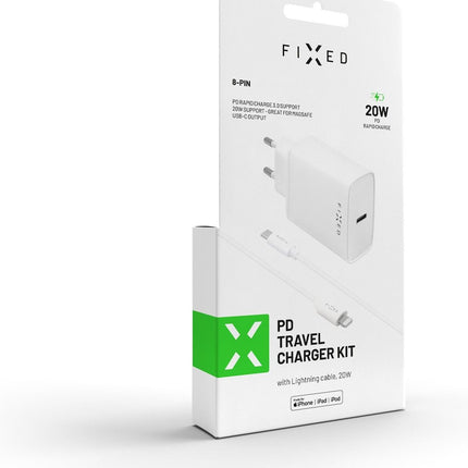 Fixed oplader 20w PD usb-c adapter+ lightning kabel 1m snellader