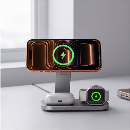 3IN1 MAGNETIC MAGSAFE WIRELESS CHARGER 25W QI2.2 BLACK