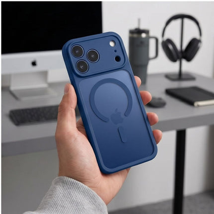 iPhone 17 Pro Max / iPhone 18 Pro Max-hoesje – mat, MagSafe, deep blue, met cameralensbeschermer