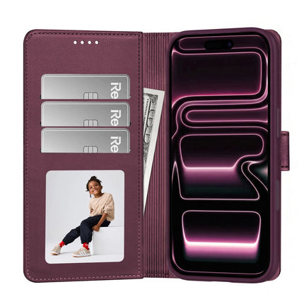iPhone 17 Pro  / iPhone 18 Pro hoesje boekcase mapje wallet donker kersenrood