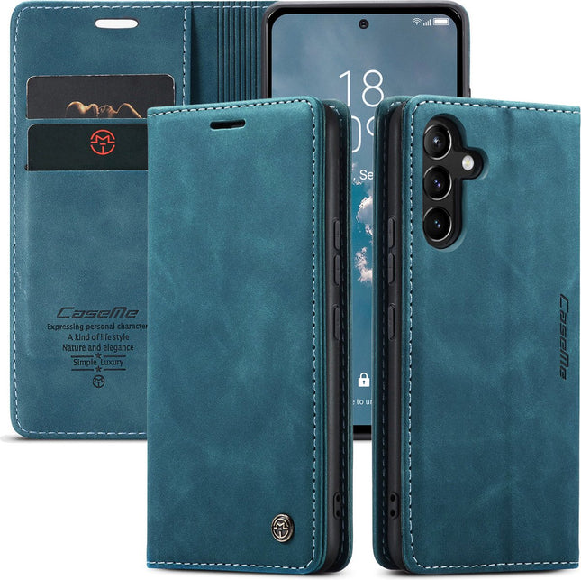 Caseme Retro Backcase hoesje Geschikt Voor Samsung Galaxy A34 - Blauw