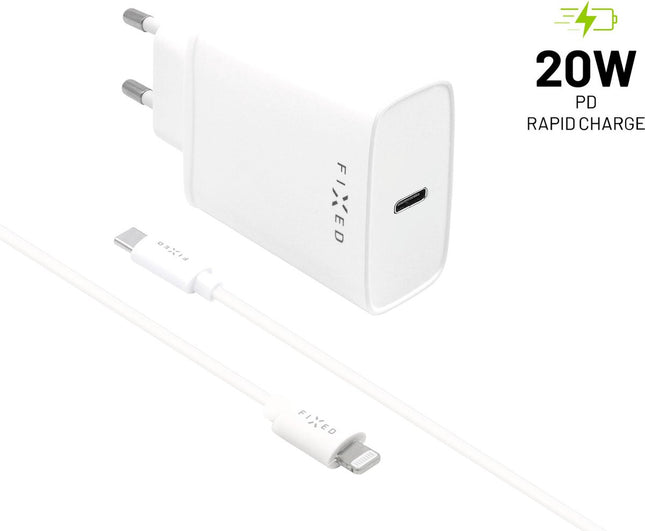 Fixed oplader 20w PD usb-c adapter+ lightning kabel 1m snellader