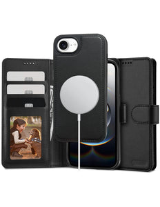iPhone 16e hoesje Magsafe Magnetic 2-in-1 Wallet case zwart