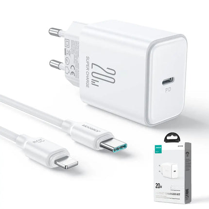 Mini oplader PD 20W met iPhone Kabel Joyroom JR-TCF02 (wit)