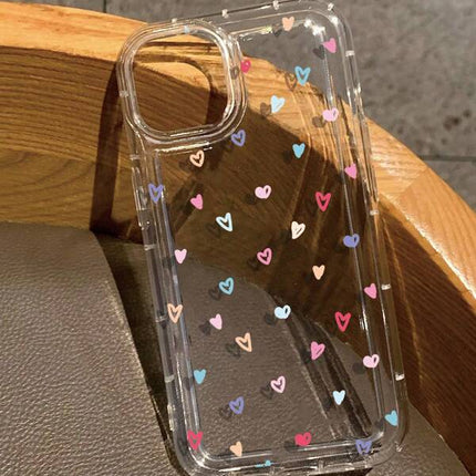 iPhone 15 Pro Max Luxuriöse transparente Handyhülle mit Herzmuster