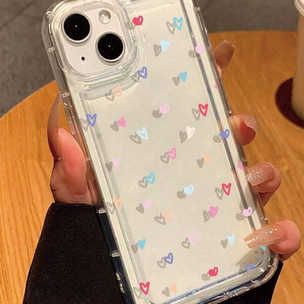 iPhone 15 Pro Max Luxuriöse transparente Handyhülle mit Herzmuster