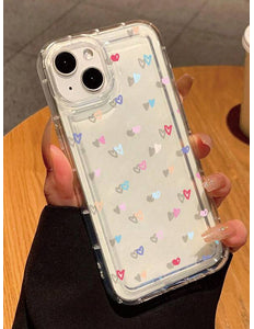 iPhone 15 Plus Luxuriöse transparente Handyhülle mit Herzmuster