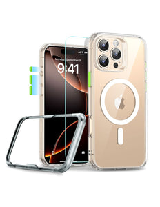 ESR Classic Pro HaloLock Hoesje + Tempered Glass Geschikt voor Apple iPhone 16 Pro Max | Back Cover Compatibel met MagSafe met Screen Protector | Camera Bescherming | Transparant