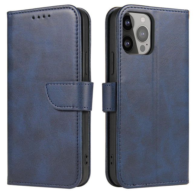 iPhone 15 Pro Max Hülle Bücherregal Wallet Case mit Platz für Karten Magnet dunkelblau