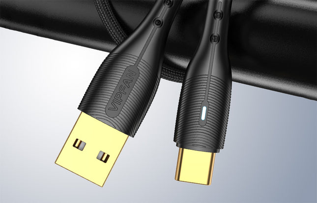 USB-zu-USB-C-Kabel Vipfan Nano Gold X07, 3A, 1,2 m (schwarz)