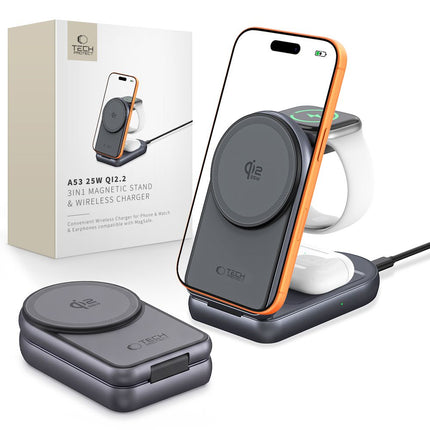 3IN1 MAGNETIC MAGSAFE WIRELESS CHARGER 25W QI2.2 BLACK