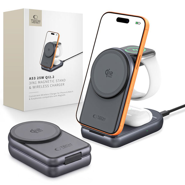 3IN1 MAGNETIC MAGSAFE WIRELESS CHARGER 25W QI2.2 BLACK