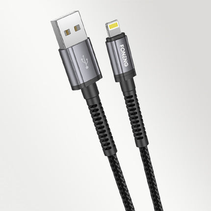 USB-kabel voor Lightning Foneng X83, 2.1A, 1m (zwart)