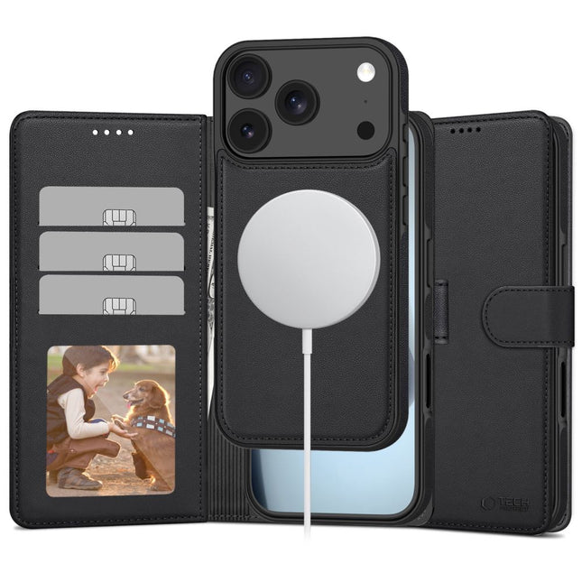 iPhone 17 Pro Hoesje 2-in-1 Wallet Book Case MagSafe Zwart