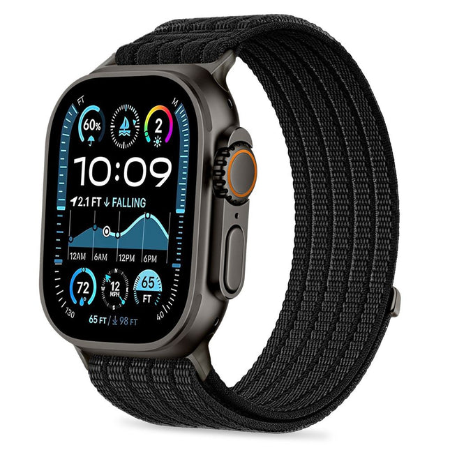 Tech-Protect Nylon Sport Apple Watch 8 / 9 / 10 / 11 / SE / Ultra (44 / 45 / 46 / 49 mm) bandje – zwart