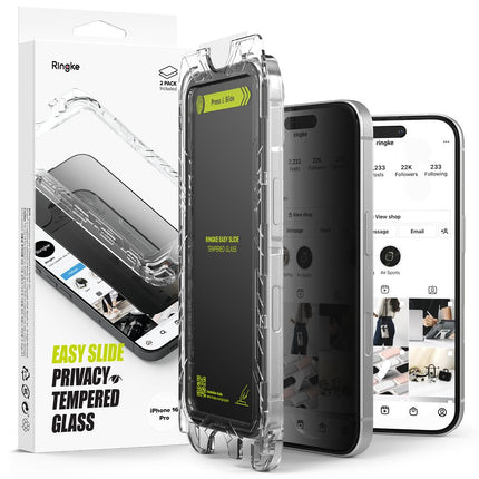 iPhone 16 Pro Screenprotector Privacy Tempered Glass