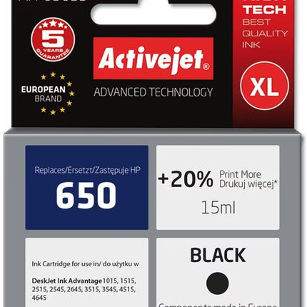 Activejet AH-650BS 650XL Deskjet ink advantage 1015, 1515,2515,2524,2645,3515,3545,4515,4645